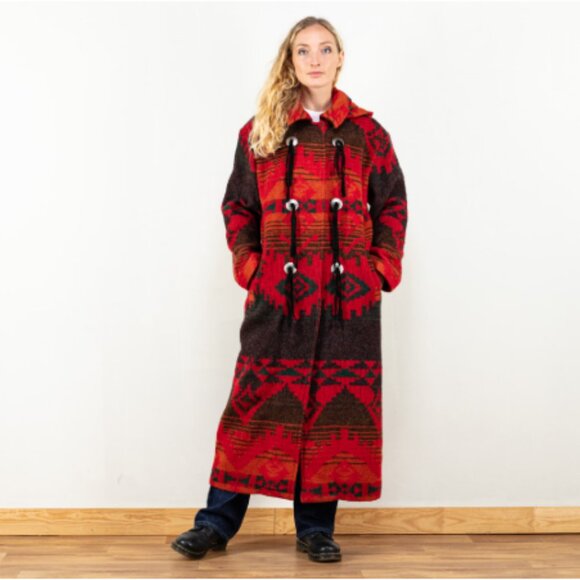 Vintage Woolrich Wool Blend Coat Small Southwest Blanket Aztec Long Trench Duste - Picture 14 of 14
